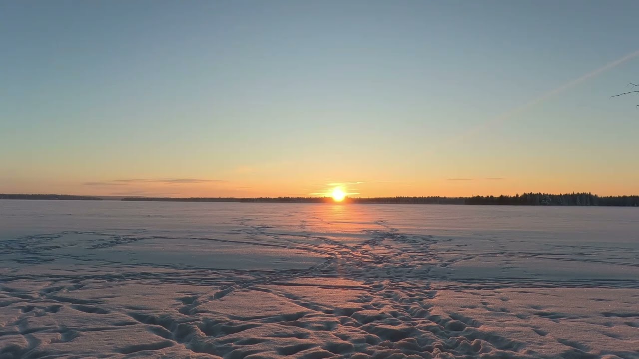 Winter Sunset Over a Frozen Lake 1 | Timelapse