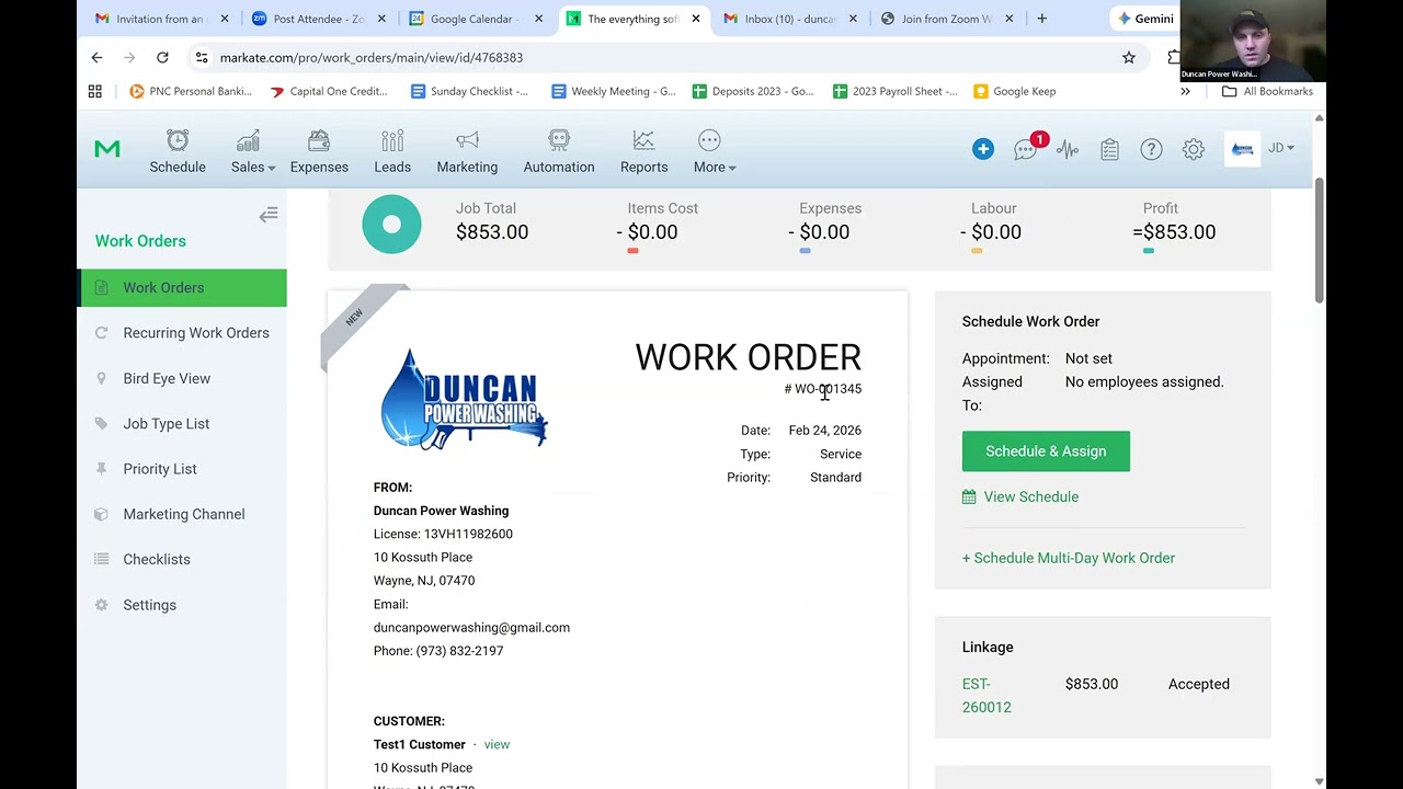 Creating & Scheduling Work Order: Markate