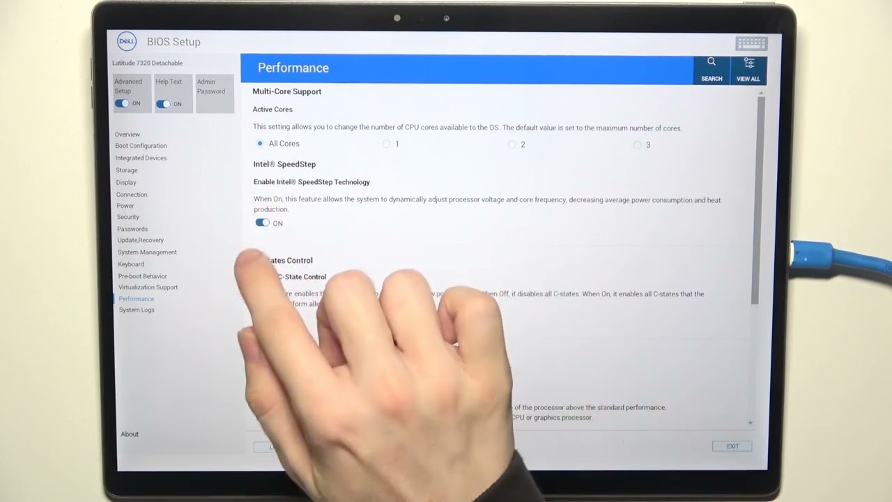DELL 7320 Detachable &ndash; Jak włączyć lub wyłączyć Intel SpeedStep