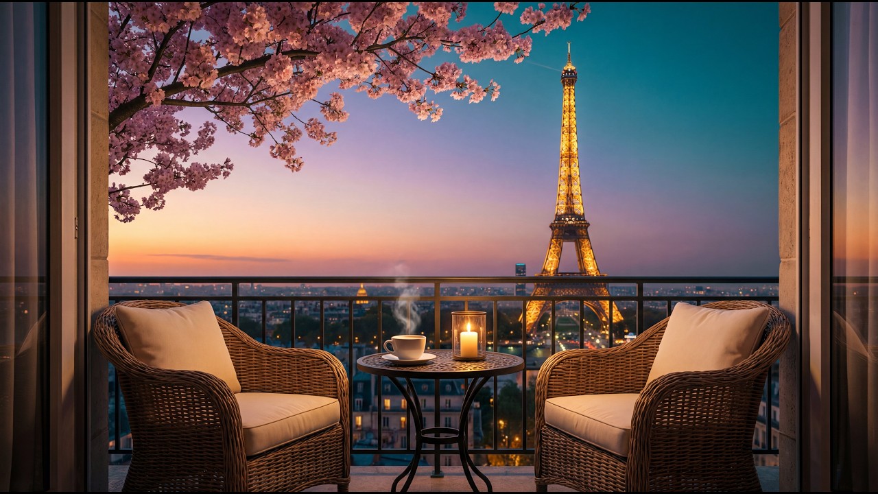 Spring in Paris Terrace: Relaxing Jazz Music for Stress Relief and Focus