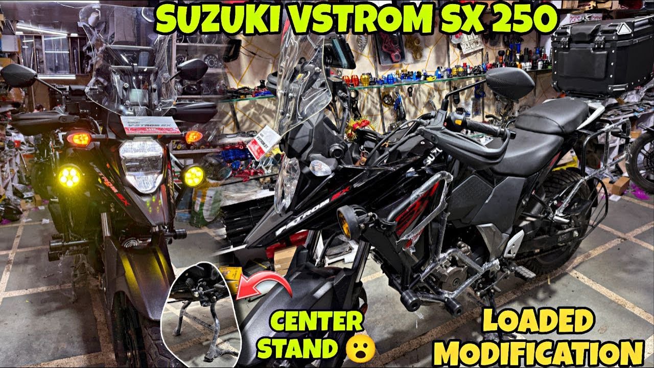 SUZUKI VSTROM SX 250 ko Itna Heavy Loaded Touring Modified kardia 😨 | Crash Guard | TopBox |
