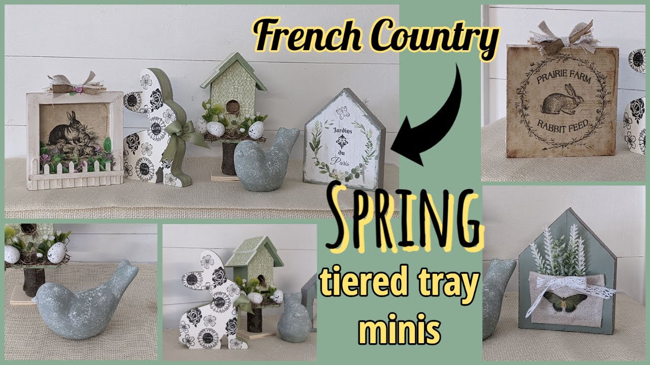 🌻SPRING FRENCH COUNTRY FARMHOUSE TIERED TRAY MINI DECOR IDEAS!!~Vintage Inspired DIYS