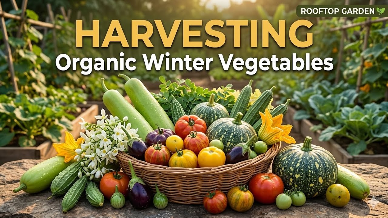 Harvesting Of Organic Winter Vegetables from My Terrace Gardener
