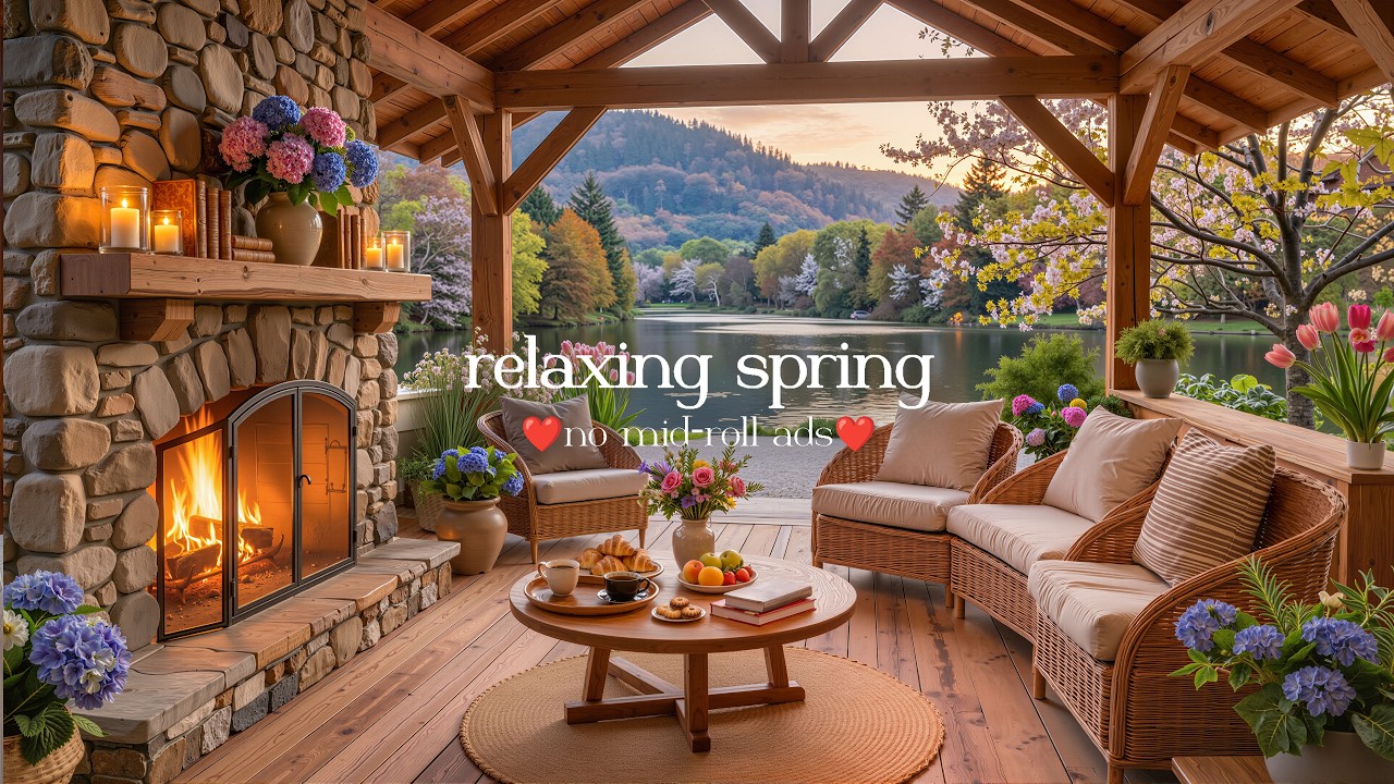 🌷☕ (NO MID-ROLL ADS) Calm Coffee Shop Ambience for Productivity – Cozy Spring Jazz
