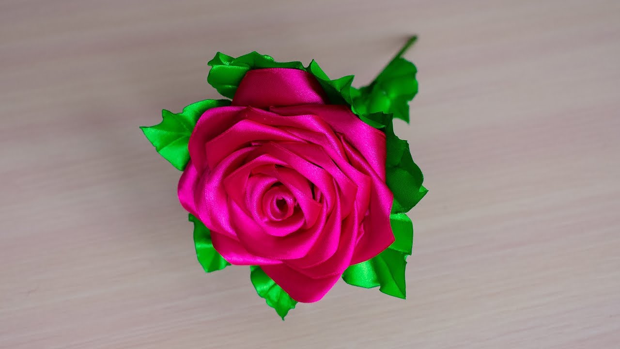 Роза из атласных лент 5 см своими руками. Канзаши. МК / Rose from satin ribbons with his hands. DIY
