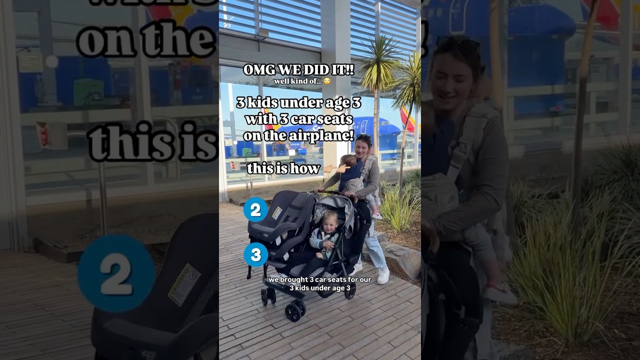 Part 1: 3 Car Seats & 3 Toddlers on an Airplane ✈️ from airport security to boarding 💺
