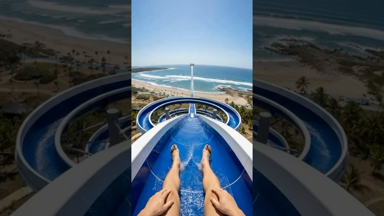 POV: Sky-High Water Slide Into the Ocean | Pure Summer Thrill