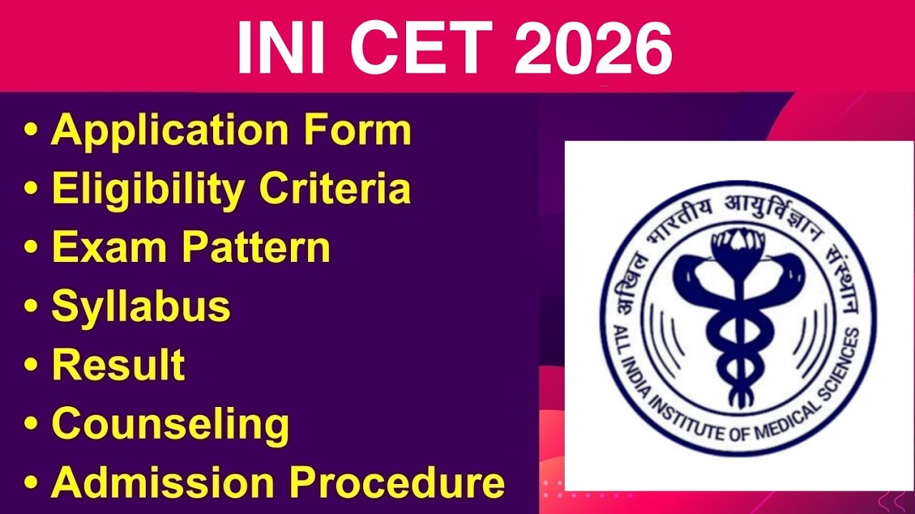 INI CET 2026 - Eligibility Criteria, Exam Date, Application form, Syllabus, Counseling