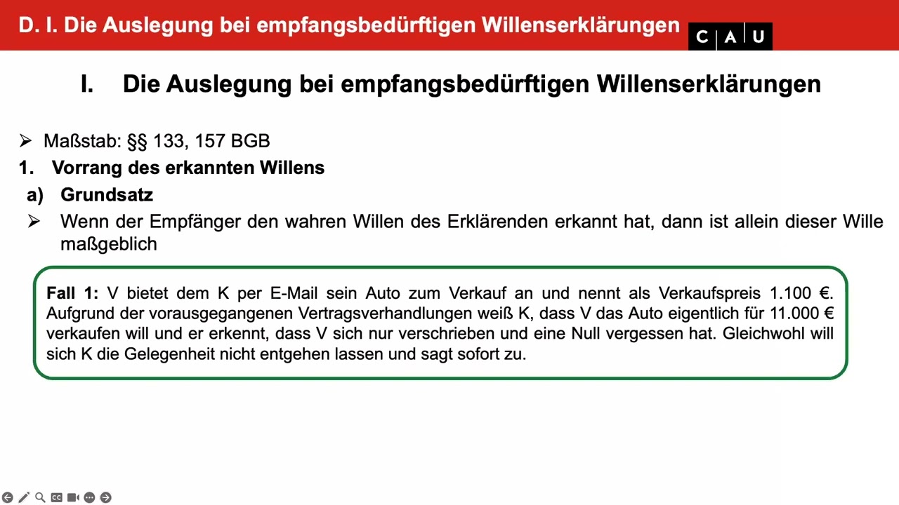 BGB AT – Folge 08 (Auslegung von Willenserklärungen)