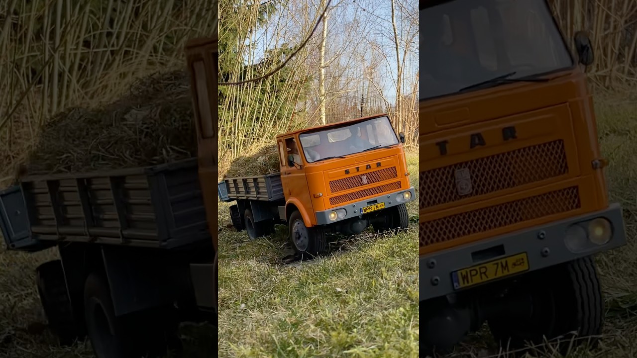 Polski RC Star 244 4x4 i przyczepą D47 | Jazda terenowa z ładunkiem | Model 1:10