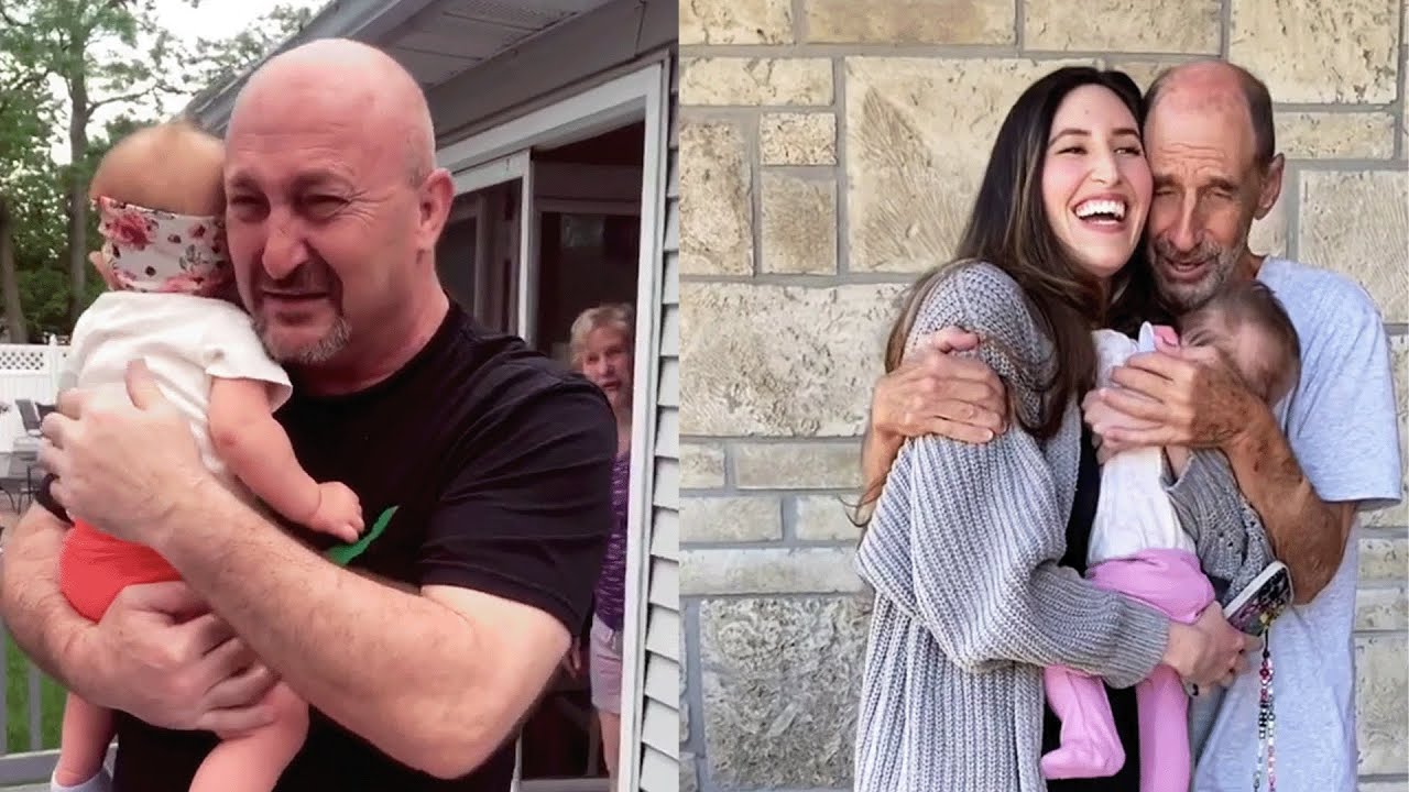 Grandparents Meet Grandchild for the First Time. Emotional Surprises