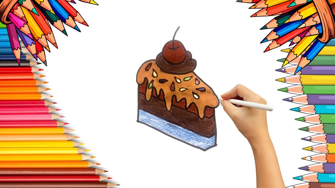 How To Draw cute Cake Drawing, Painting & Coloring For Kids and Toddlers_ Child Art 🐋🌈🎨