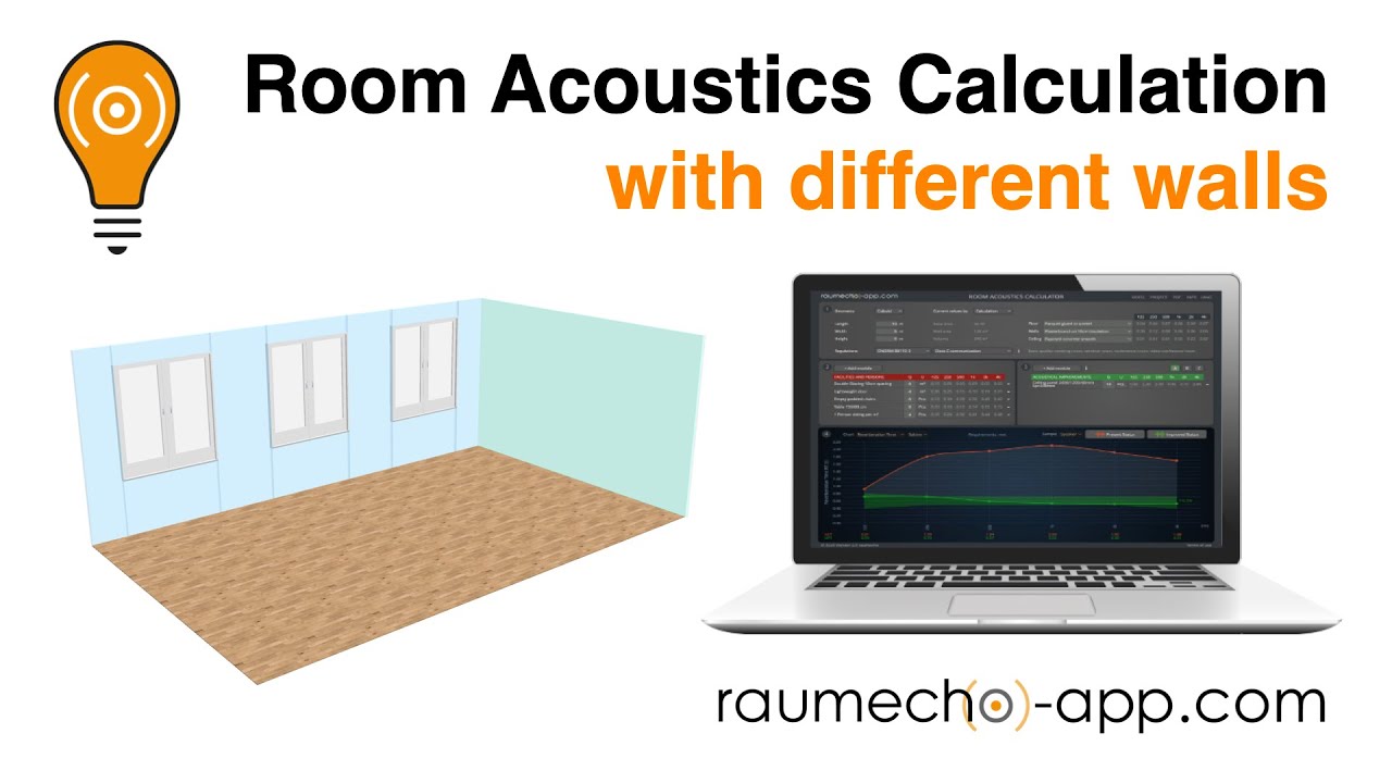 How to calculate the room acoustics with different Walls / room acoustics calculator