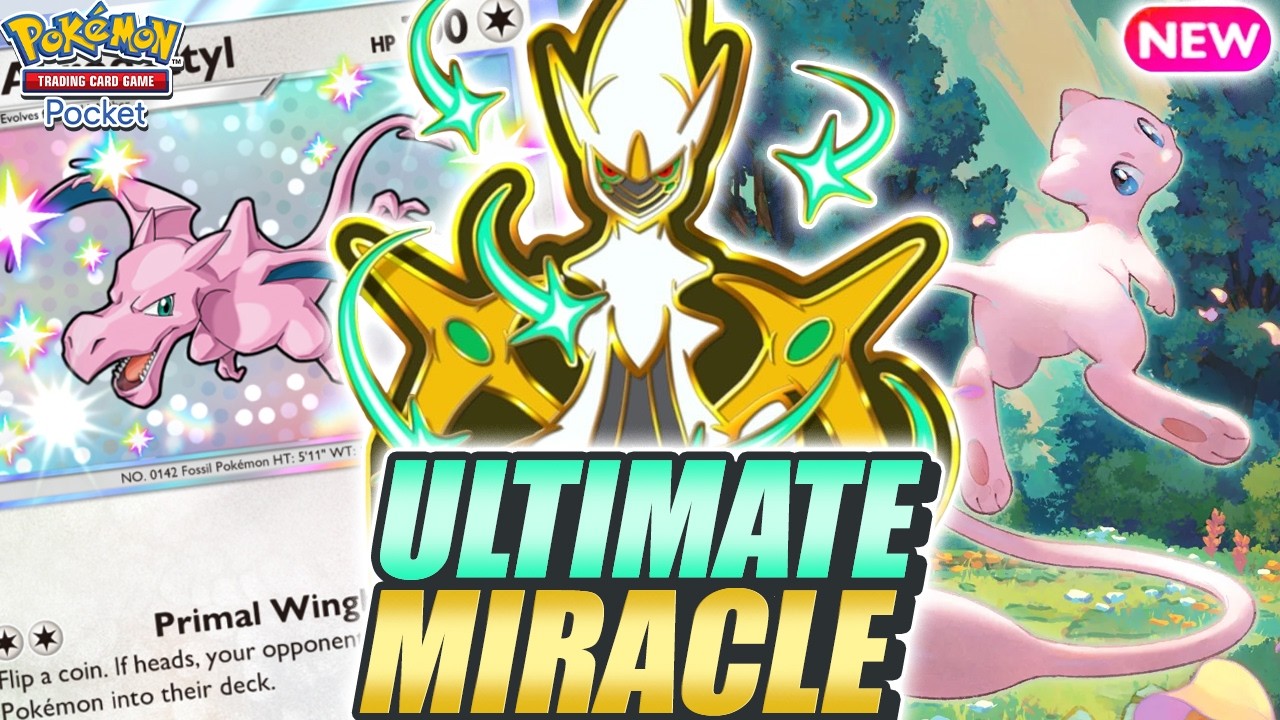 MIRACULOUSLY EFFECTIVE ! New MEW & AERODACTYL are Amazing with God ARCEUS ! - Pokemon TCG Pocket