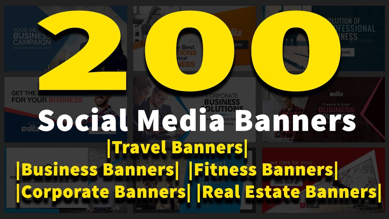 200 Social Media Banners Templates Download In PSD Files |English| |Photoshop Tutorial|