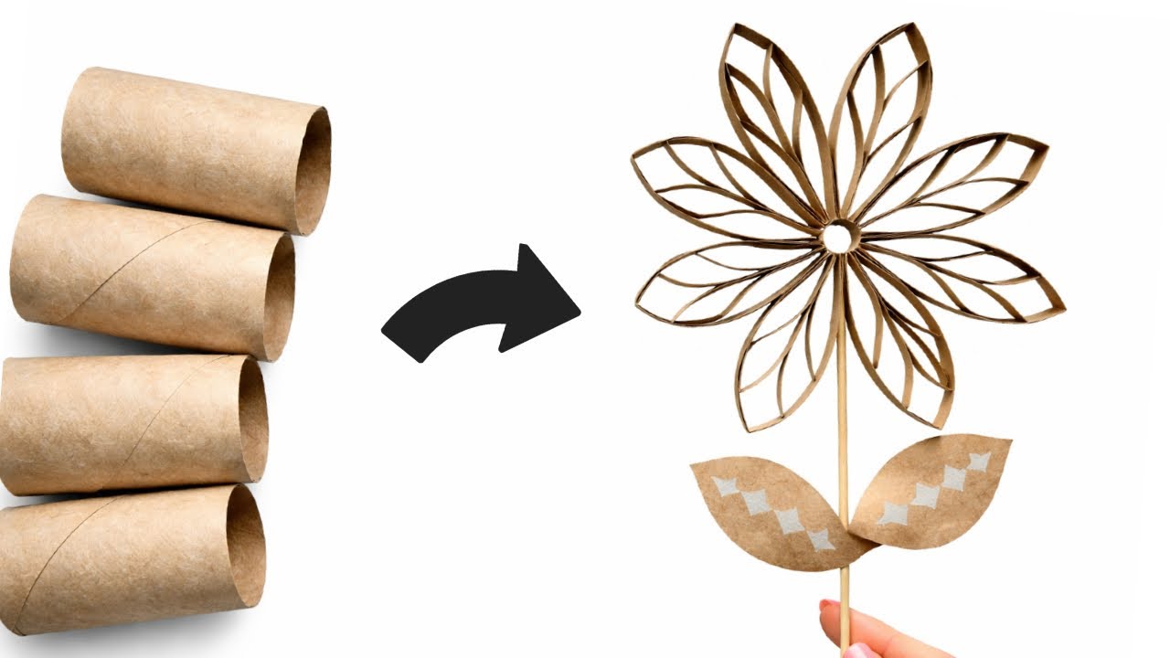 Turn Toilet Paper Rolls into Beautiful Flower ✂️ Easy DIY Idea ♻️ Step by Step Craft Tutorial ✅