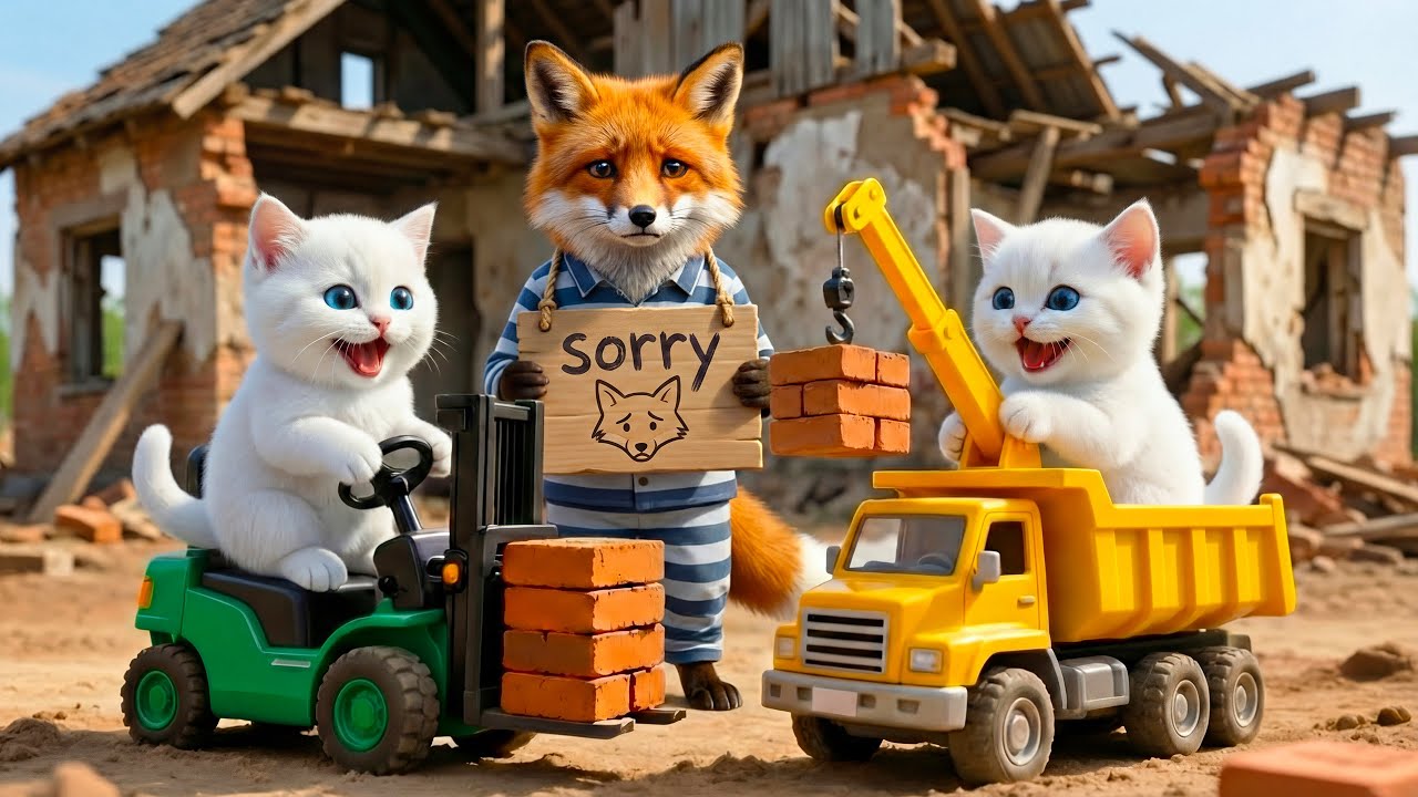 Kitten and Mom Working Hard Fix House in Heartwarming Story | Cat Family AI Videos