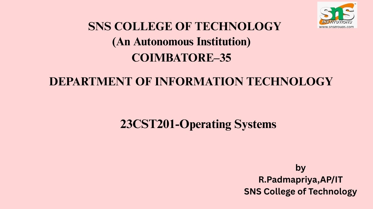 DT-CPU Scheduling Algorithm| Operating Systems| SNS Institutions