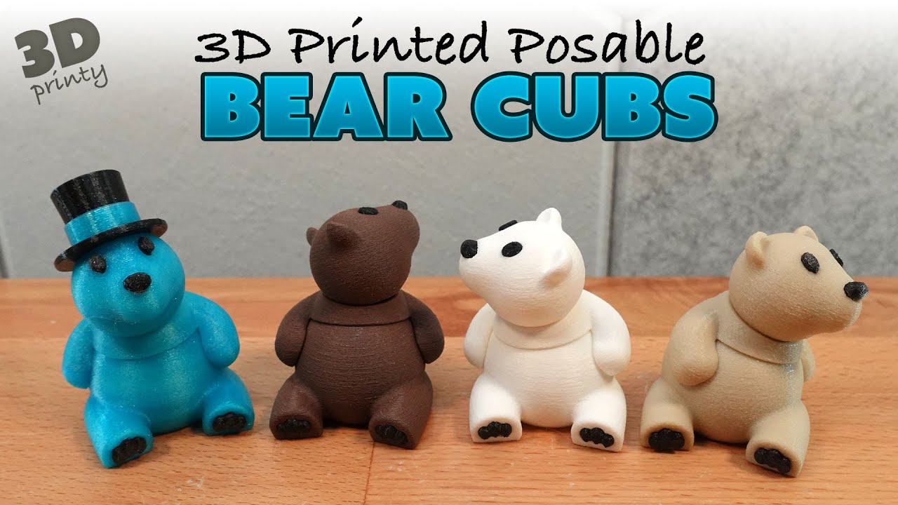 3D Printed Posable Bear Cubs