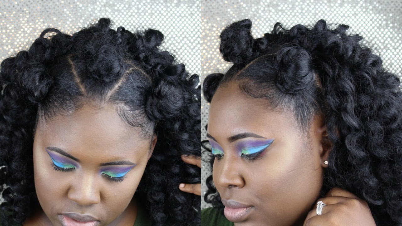 Quick & Easy Hairstyle|Half up, Half down Crochet Style| Bantu Knots