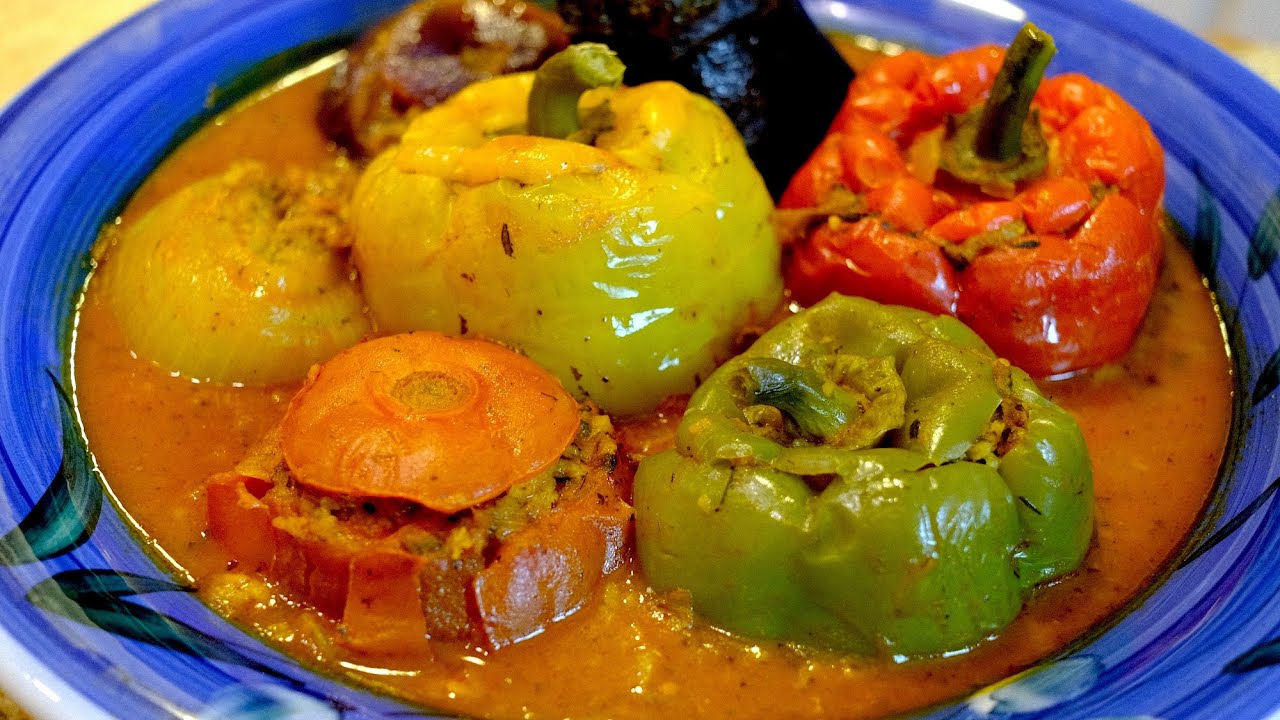 Dolmeh (Stuffed Eggplant, Bell Pepper, Tomato and Onion) - Cooking with Yousef