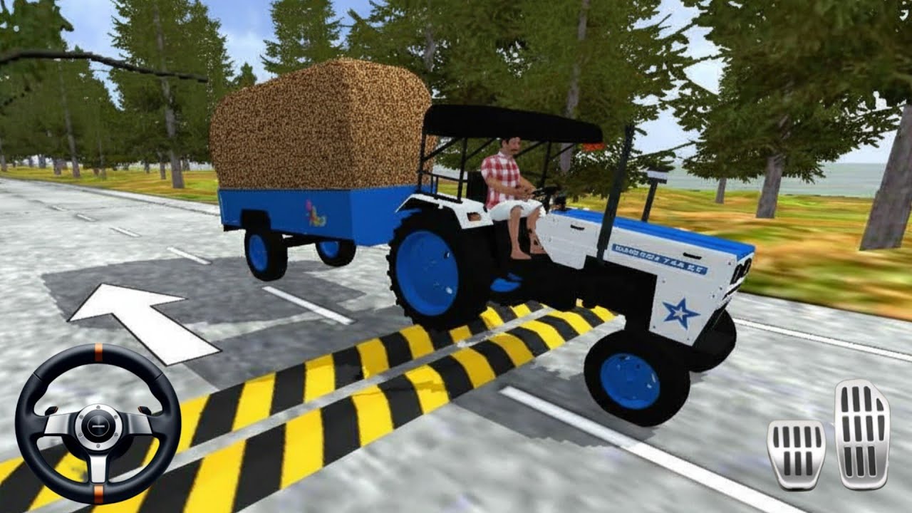 💥 Big Speed Breaker Road 🚜 Swaraj Tractor Fully Loaded | Bussid India