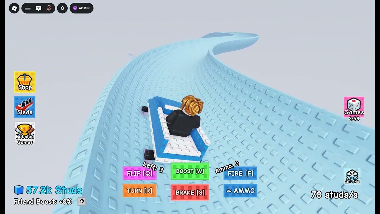ride down a slide in a bobsled but im not stopping until i win