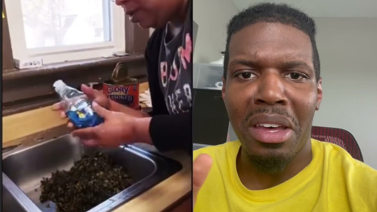She washed canned greens in the sink 🥬