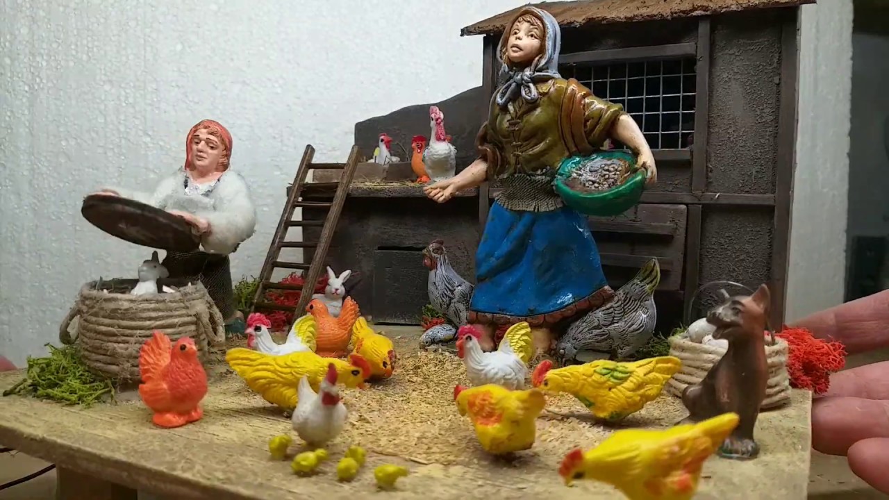 galline presepe in movimento