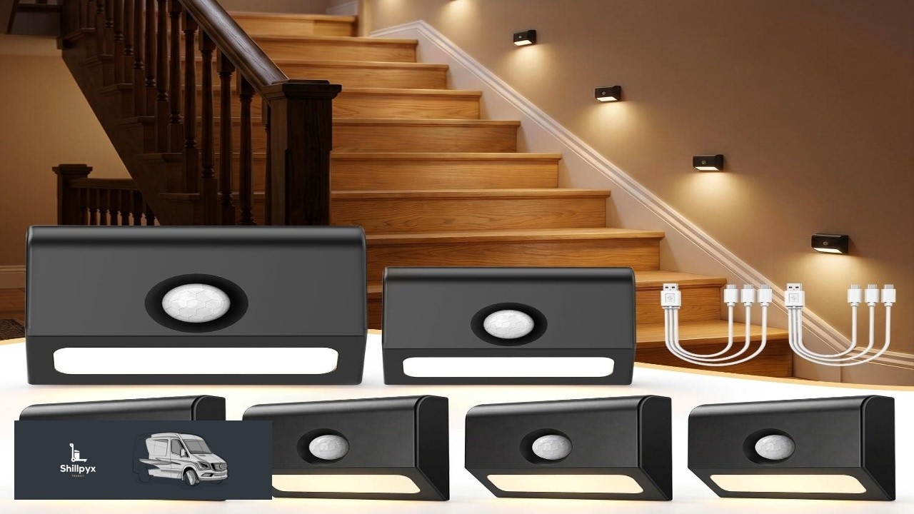 Motion Sensor Stair Lights Indoor 6 Pack Rechargeable Stairway Lights with Glare Free