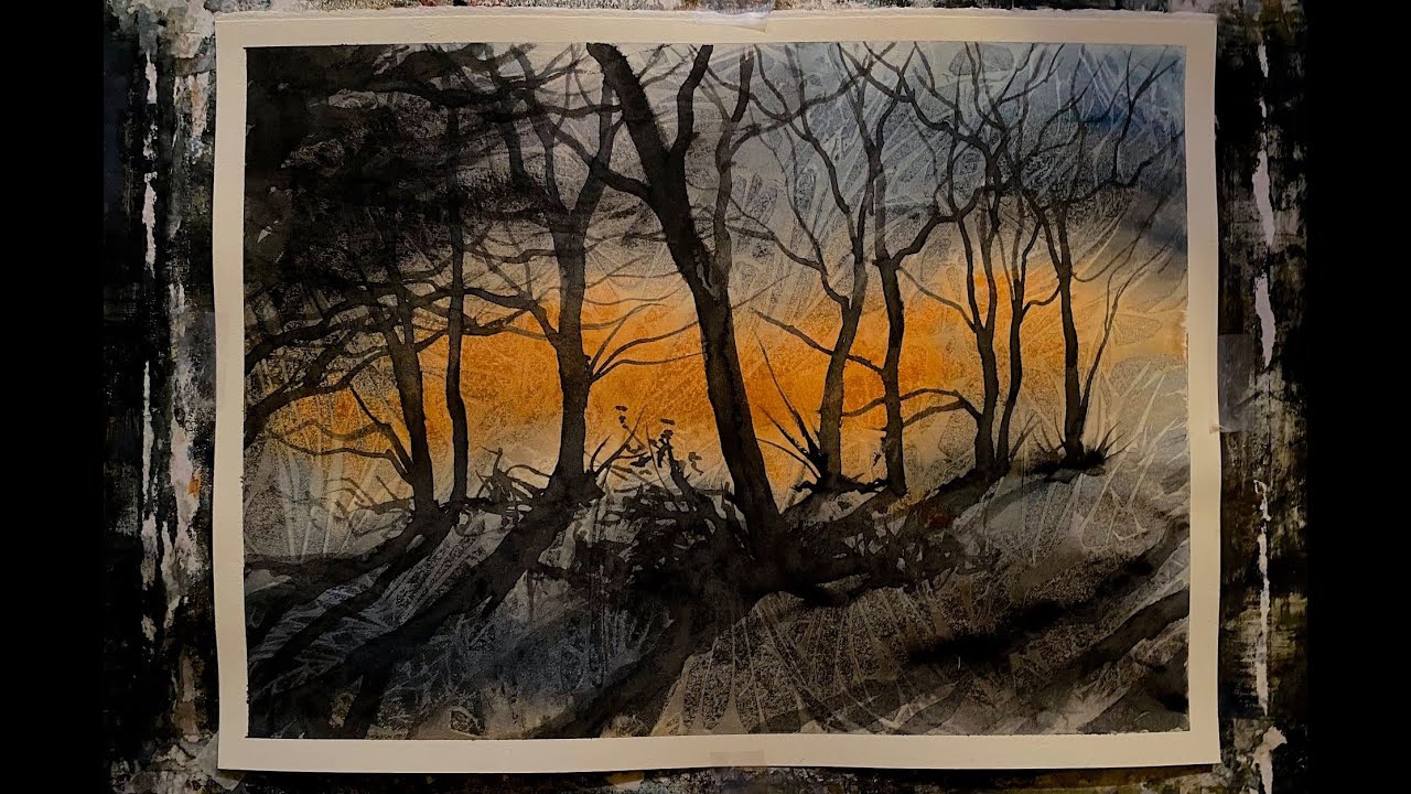 Simple Watercolour Halloween tutorial, Spooky Forest!! Beginners loose watercolor landscape painting