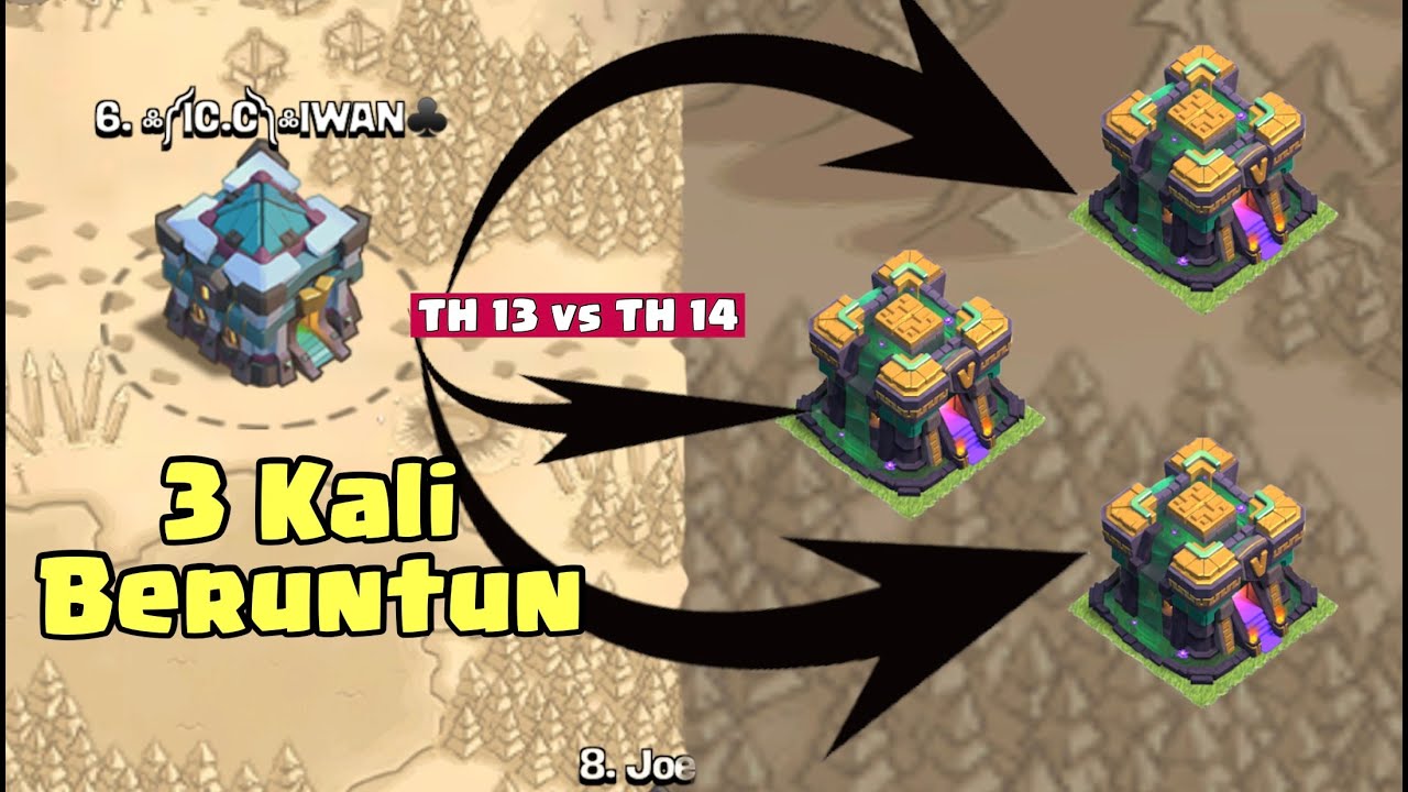 Rekor nih TH 13 Ratakan TH14 Tiga Kali Beruntun COC INDONESIA