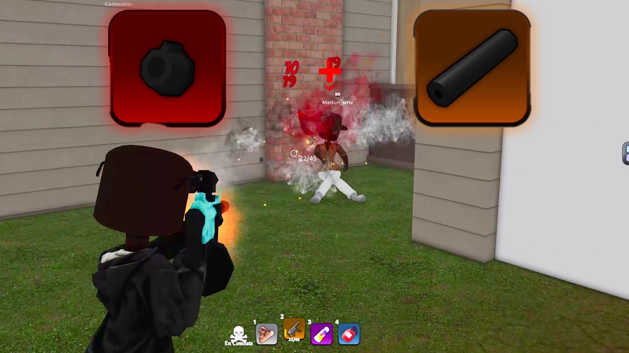 Jugando Blockspin con silenciador y cargador de 45 balas