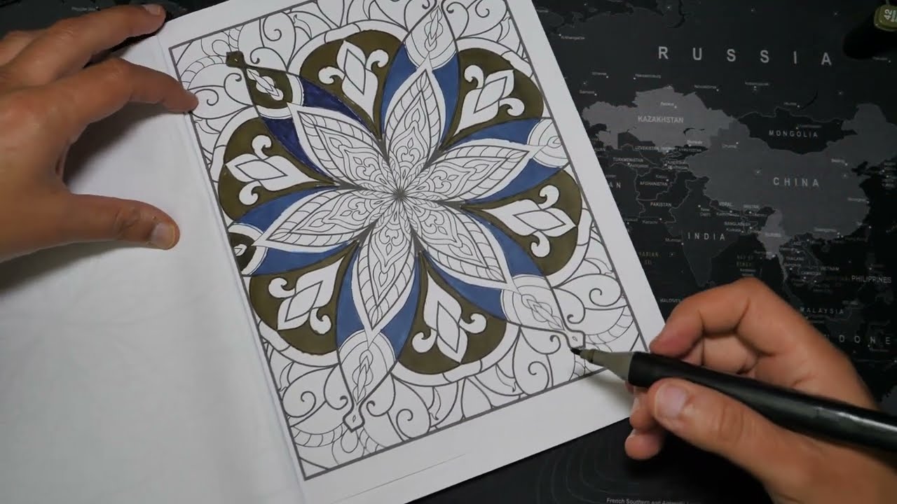 COLOREANDO CON ROTULADORES DE COLORES UN MANDALA. ASMR 🎧