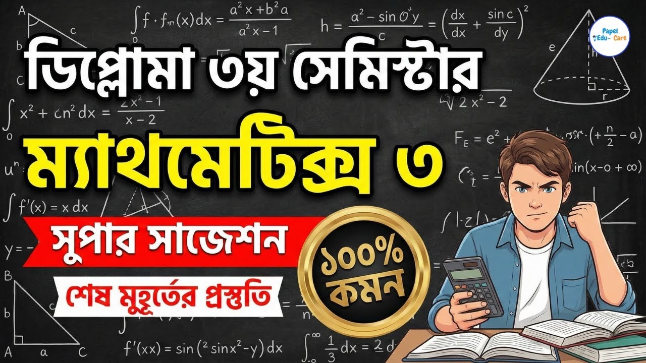 ম্যাথমেটিকস্ ৩ ।। সুপার সাজেশন ।। শেষ মুহূর্তের প্রস্তুতি ।।  ডিপ্লোমা ৩য় সেমিস্টার।।