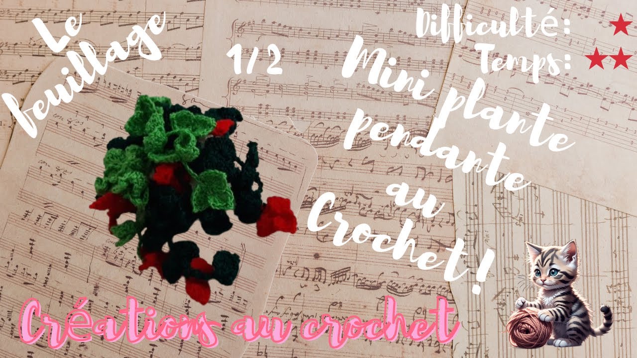 Tutoriel mini plante pendante au crochet 1/2 le feuillage.