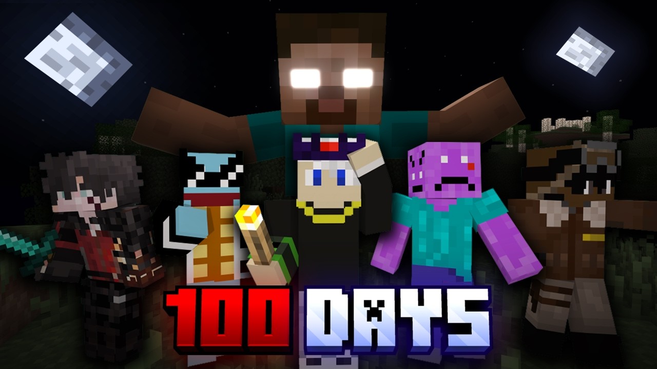 We Spent 100 Days in FEAR NIGHTFALL Minecraft [5 Friends]