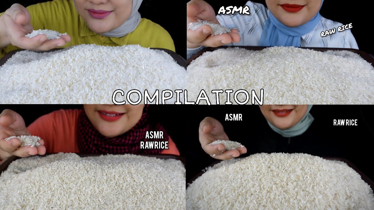 ASMR RAW RICE EATING|| COMPILATION RAW RICE 