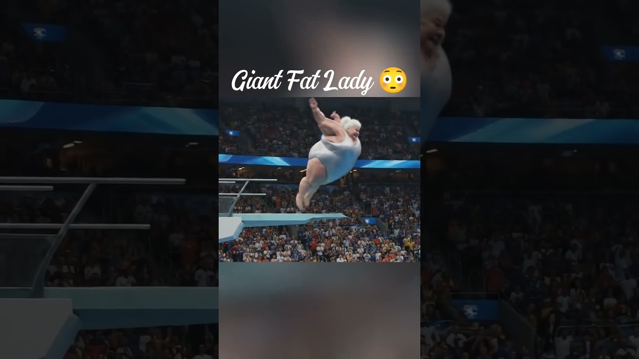 Giant Fat Old Lady spin & Dive in Olympic performance 