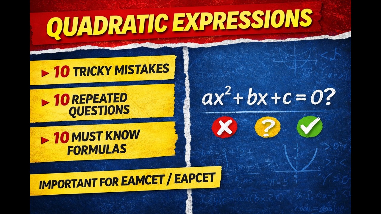 EPISODE 6 Part 1 “Quadratic Expressions Complete Mastery | 10 Mistakes | EAMCET”