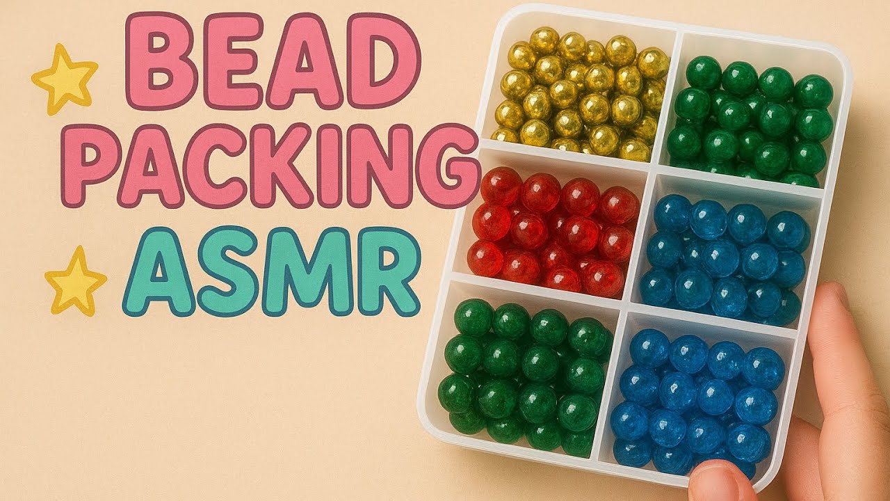 Relaxing Bead Packing ASMR | Gold, Green, Red & Blue Crystal Beads Sounds 💎✨