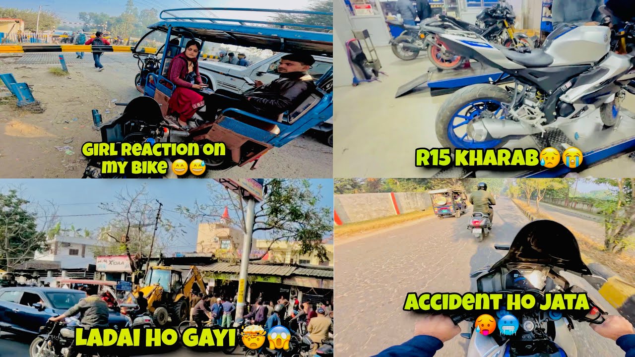girls reaction on my bike 😅 ||R15 kharab ho gayi 😥🤯|| hyper vlog r15 🥶|| kawa h2 