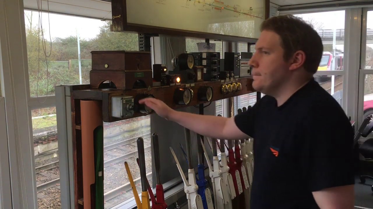 Acle SB - Two trains crossing over with bells and levers