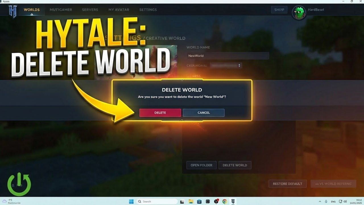 Hytale - Как удалить мир