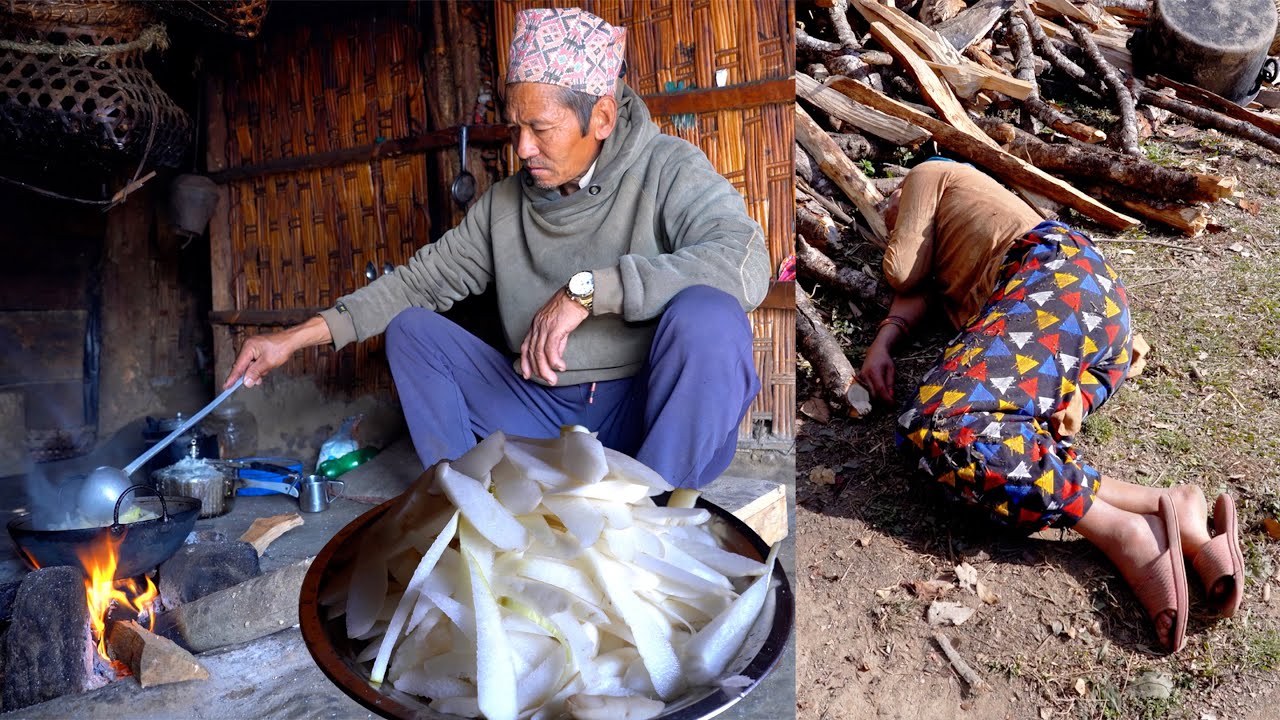 jungle man's wife ???? sleeping out on the shed's yard & he is cooking lunch ||  jungle family  ||