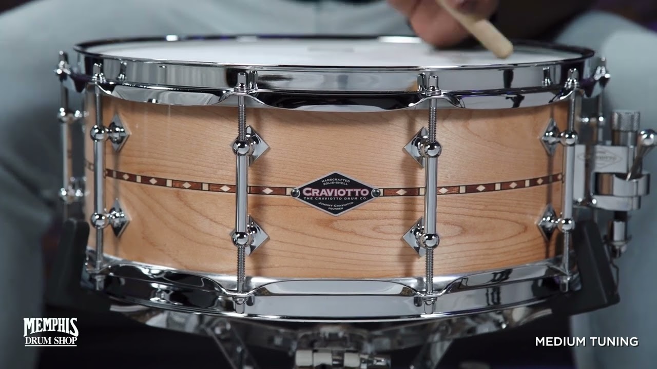 Craviotto 14x5.5 Custom Shop Maple Snare Drum with Walnut Inlay (CRCUS1455MWIK)