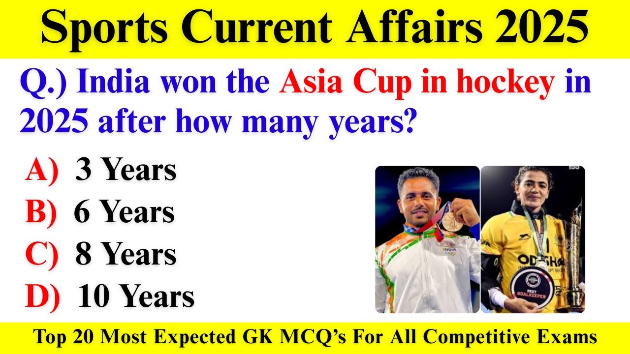 Sports Current Affairs 2025 | Current GK 2025 | 2025 Sports Current Affairs
