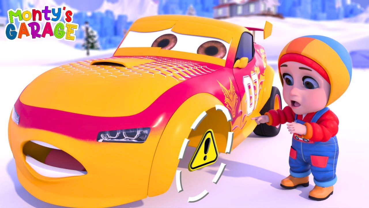 Car Lost Its Wheel | Who Took The Wheel ? | Nursery Rhymes - Monty's Garage