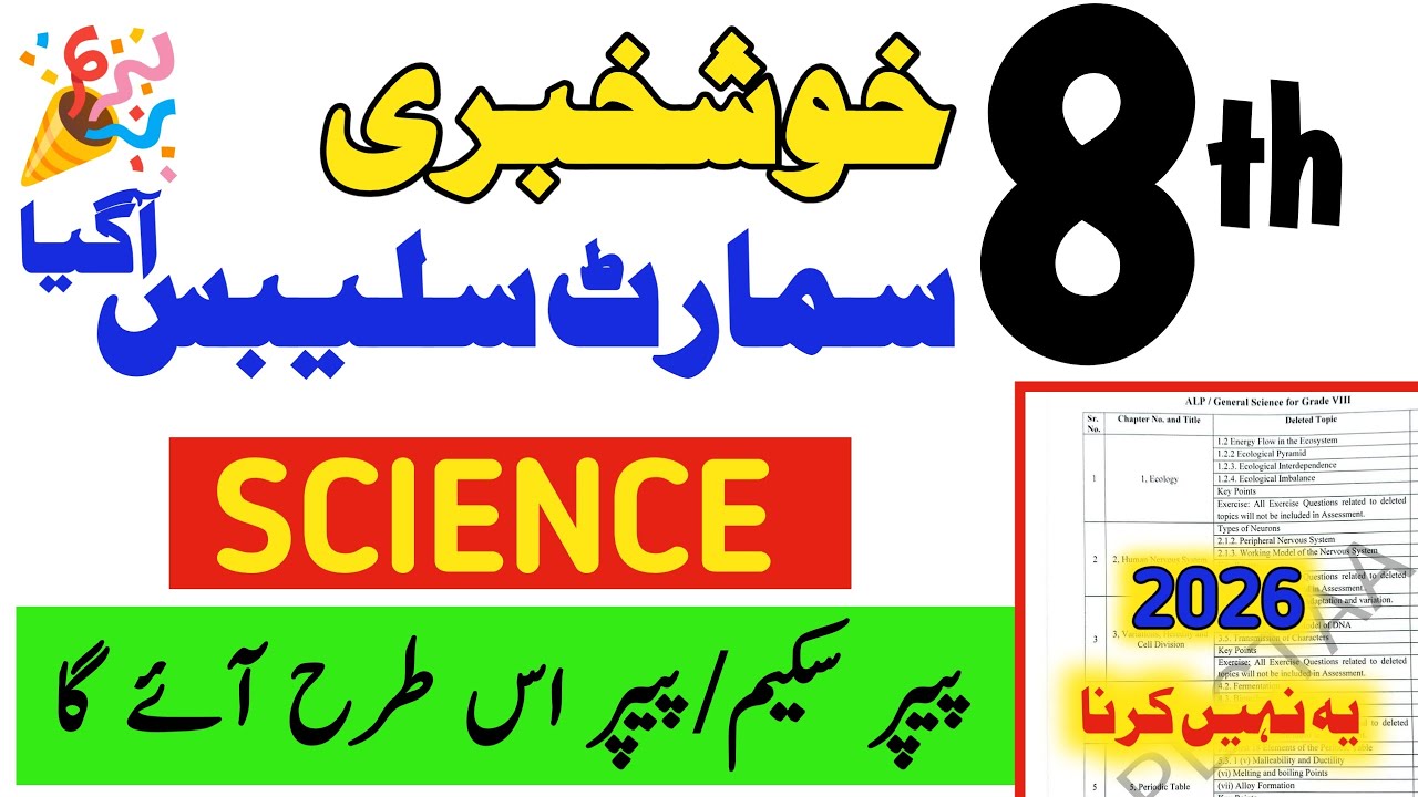 8th SCIENCE SMART SYLLABUS |Class 8 science paper scheme 2026| Final term assessment |SBA|PECTA Exam