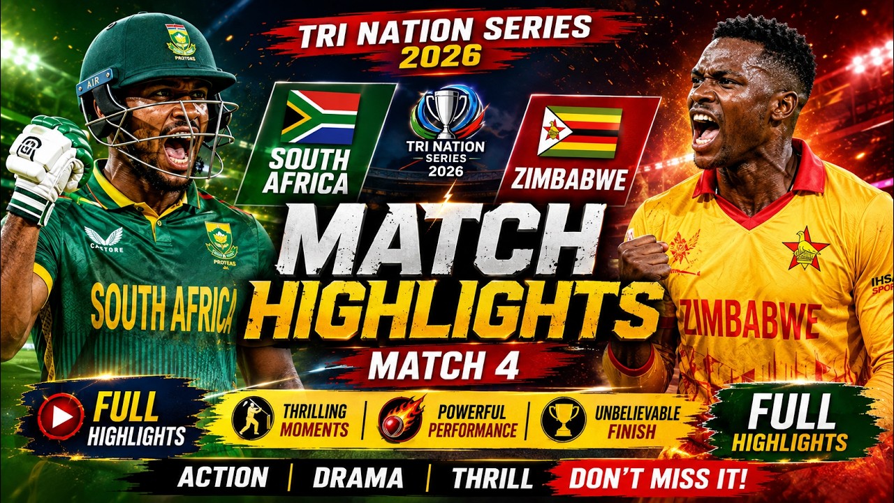 cricket match sa vs zim highlights today | Match 4 | Tri Nation Serie's 2026 | Full Highlights